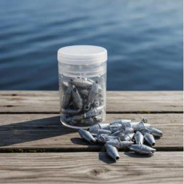 Imagem de 28 Chumbo Chumbada Pesca Em Pote N3 0.9gr Modelo Arroz - Shopdapesca