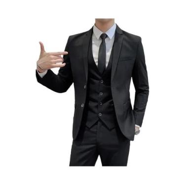 Imagem de Terno Slim Fit Masculino 6XL: Blazer, Colete E Calças Para Negócios, C