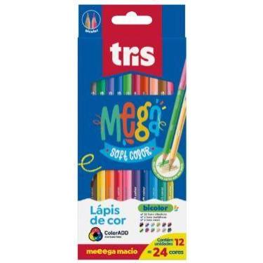 Imagem de Lápis de Cor Ponta Dupla Mega Soft Color Bicolor 12 Cores Tris