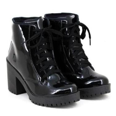 Imagem de Coturno Feminino Tratorado Verniz Conforto Casual Moda-Feminino