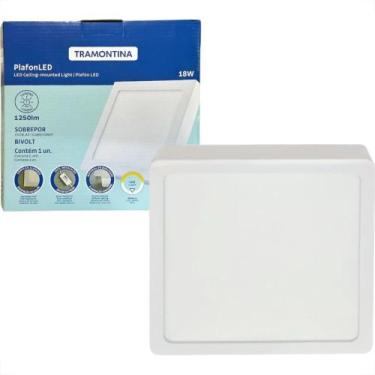 Imagem de Plafon Led Sobrepor Tramontina Quadrado 18W. 1250Lm. 6500K. Bivolt Bra