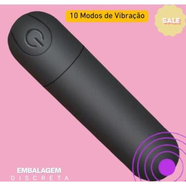 Imagem de Vibrador Feminino Mini Cápsula Bullet Preto 10 Velocidades - Genérico