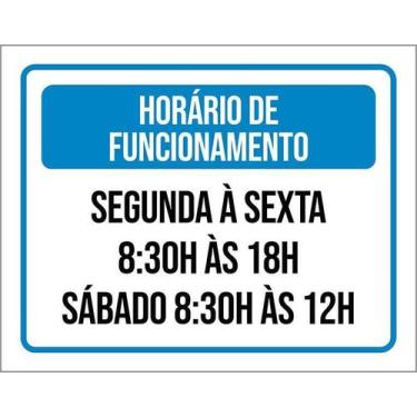 Imagem de Kit 5 Placa Acm Funcionamento Segunda Sexta Azul 18X23 - Sinalizo