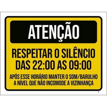 Imagem de Kit 3 Placa Acm Respeitar Silêncio Som Barulho Vizinho 18X23 - Sinaliz