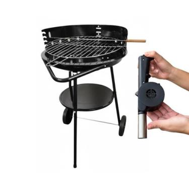 Imagem de Kit Churrasqueira Modena Preta com Soprador Manual - Loja do churrasqu