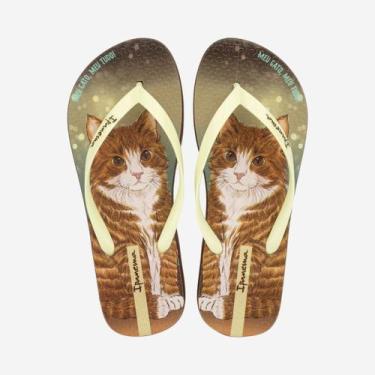 Imagem de Chinelo de Dedo Marrom Pets Pop Ipanema, Marrom, Bege, 36