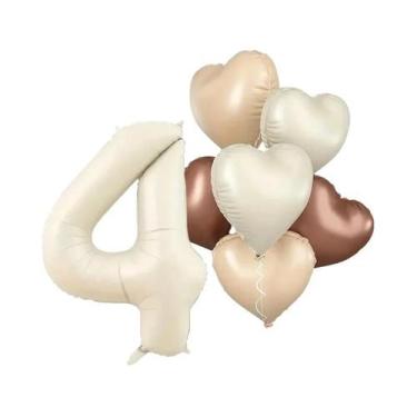 Imagem de Balões Românticos Brancos Em Formato De Coração, Conjunto De 7 Peças D