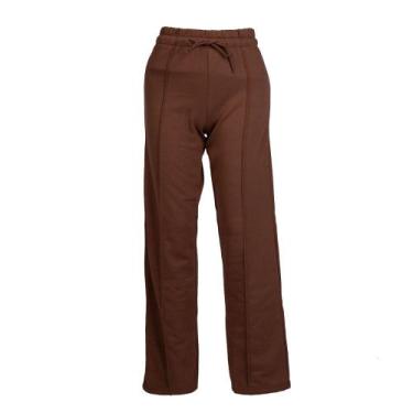 Imagem de Calça Moletom Feminina Desayner Básica Marrom, Marrom, M