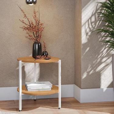 Imagem de Mesa De Centro Kappesberg Industrial com 1 Prateleira Canela/Branco 52