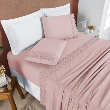 Imagem de Jogo Cama Lençol Bouclê Casal Padrão Micro Percal 200 Fios - Casa Scar