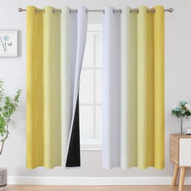 Imagem de Cortinas Estelar Textiler Ombre Amarelo Cinza 132x183 cm 2 painéis