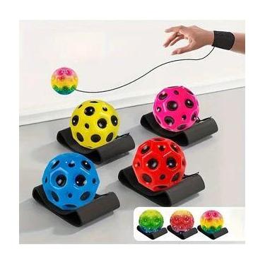 Imagem de Mini Bola Lunar de Salto de Pulso com Alça  Bola Esportiva Elástica Du
