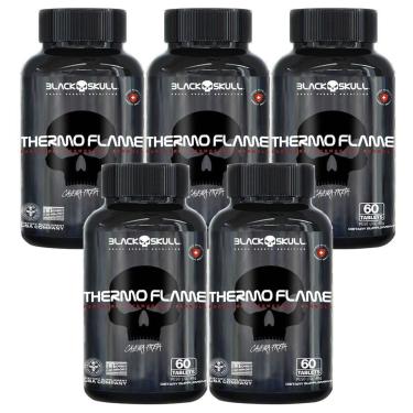 Imagem de Kit 5X Thermo Flame Hardcore Termogênico - 60 Tablets - Black Skull-Masculino