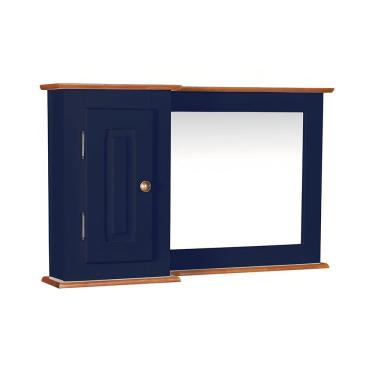 Imagem de Armário De Banheiro Com Espelho 1 Porta e Prateleira Dália 3059-97 Linz Móveis - Azul Petróleo/Imbuia Glazer
