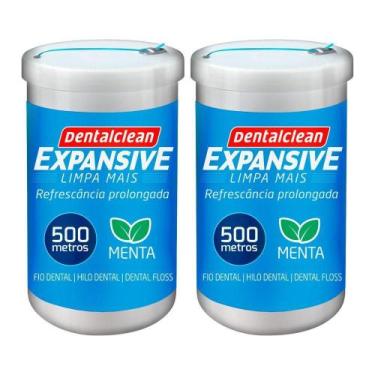 Imagem de Kit 2 Fio Dental 500m Fita Larga Expansive Menta Dentalclean