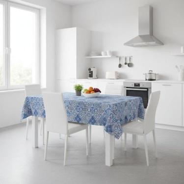 Imagem de Toalha De Mesa Termica Azulejo Azul Rolo 1,40x30,00m Vinil PVC - Plast