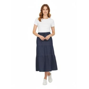 Imagem de Saia Jeans Longa Três Marias - Wju Jeans, Azul escuro, 46