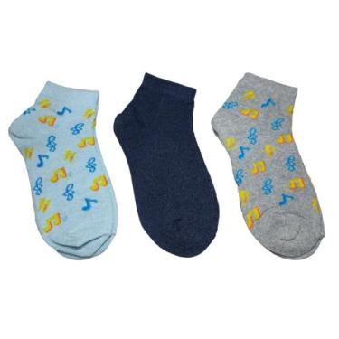 Imagem de Kit Meia 3 Pares Infantil Poliéster Básica Casual Confort 004rpjc, Mul