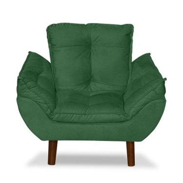 Imagem de Mini Poltrona Cadeira Infantil de Criança Suede Verde  Pés Palito - Tu