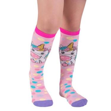 Imagem de Meia Infantil Longa Menina Duck Funny Kids, Rosa