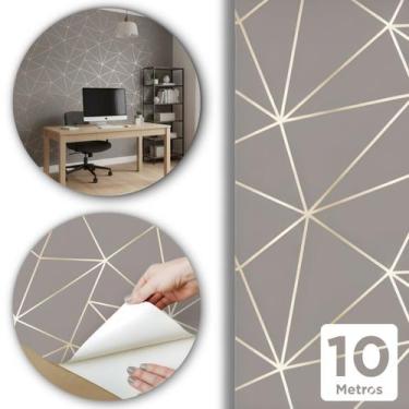 Imagem de Papel De Parede Adesivo Geométrico 3D Lavável 10m x 45cm Impermeável P