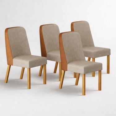 Imagem de Kit 4 Cadeiras Maciça De Jantar Estofada Iza- Arbo Design