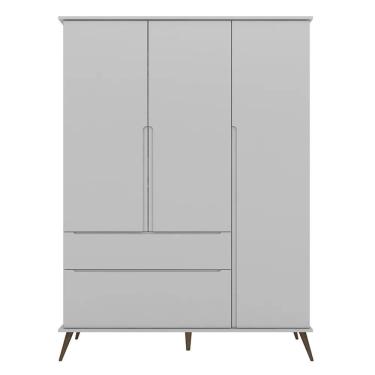 Imagem de Guarda Roupa Infantil 100% Mdf 3 Portas Pés Retrô Mel Z39 Cinza - Mpozenato
