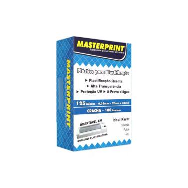 Imagem de Plástico para Plastificação Masterprint 125 MICRAS Modelo 59MM X 86MM Crachá Pacote com 100 Lâminas Transparente