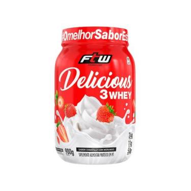 Imagem de Whey Protein FTW Delicious 3 Chantilly com Morango 900g, Chantilly com