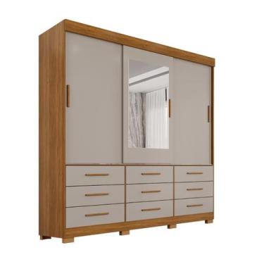 Imagem de Guarda-Roupa Casal Montreal 3 Portas 9 Gavetas c/ Espelho - Top Decor,