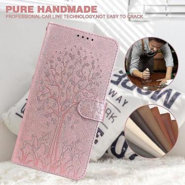 Imagem de Capa de telefone Xiaomi Redmi Note 9 com carteira de couro em relevo -