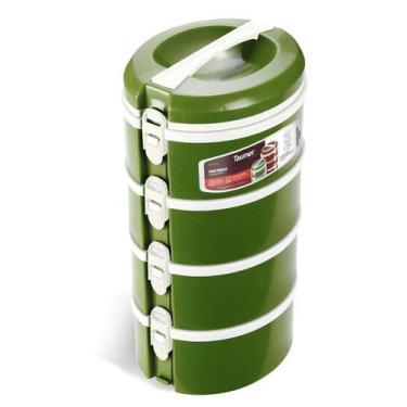 Imagem de Conjunto 4 Prato Térmico Marmita Refeição Almoço Marmitex Comida - Tau