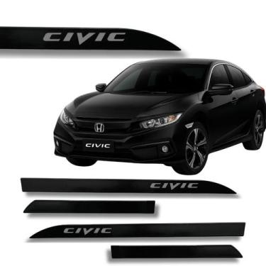 Imagem de Jogo Friso Slim Lateral Honda Civic Original com Grafia Cores, Preto C