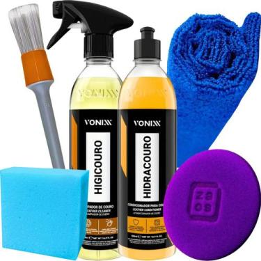 Imagem de Kit Limpeza Hidratação Couro Vonixx Limpa E Hidrata + Pincel