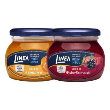 Imagem de Kit 2 Geleia Linea Damasco e Frutas Vermelhas 230g Zero Sem Açucares