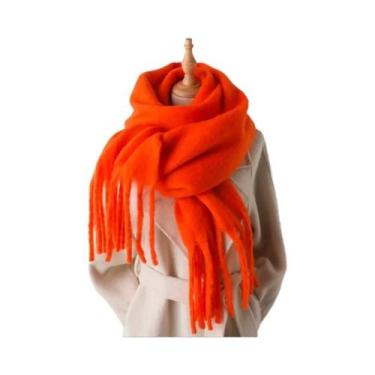 Imagem de Cachecol Feminino De Inverno Quente E Grosso, Pashmina De Cor Sólida C