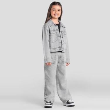 Imagem de Calça wide leg jeans infantil menina Brandili-Feminino