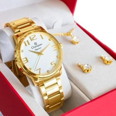 Imagem de Relógio Champion Feminino Analógico Prova D´agua CN26028W + Kit Colar e Brincos-Feminino
