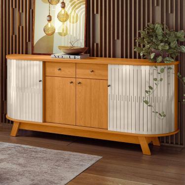 Imagem de Aparador Buffet Para Sala de Jantar Orgânico 4 Portas Inara M07 Cinamomo Off White - Lyam Decor