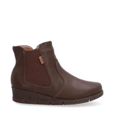 Imagem de Bota Usaflex Couro Marrom Elástico-Feminino
