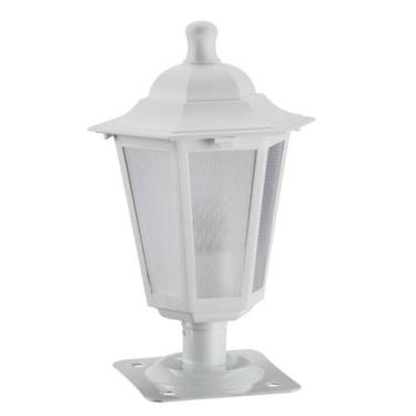 Imagem de Balizador de Jardim Branco Alumínio 31cm Luminária Lente Fosca Murro D