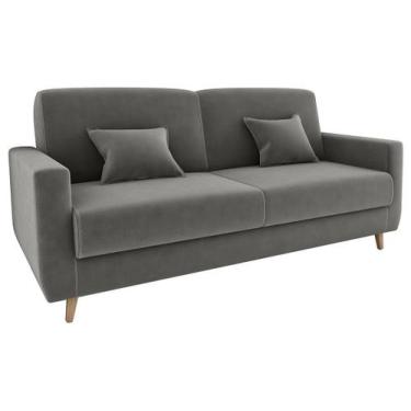 Imagem de Sofá-cama Casal 3 Lugares Reclinável Veludo Matrix Emília, Cinza, 3