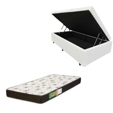 Imagem de Cama Box Baú Solteiro Blindada com Colchão Solteiro Espuma D20 12cm - 