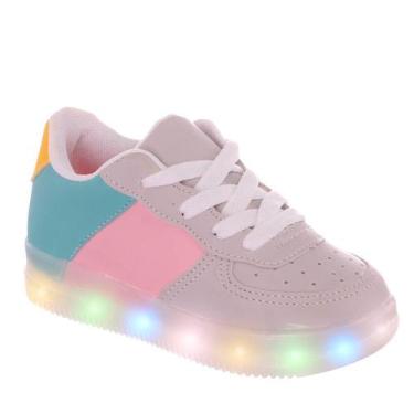 Imagem de Tênis De Led Luz Infantil Feminino Criança Meninas New City Cinza Colo