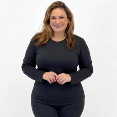 Imagem de Blusa Policorp Térmica Plus Size Manga Longa Feminina, G1, Preto