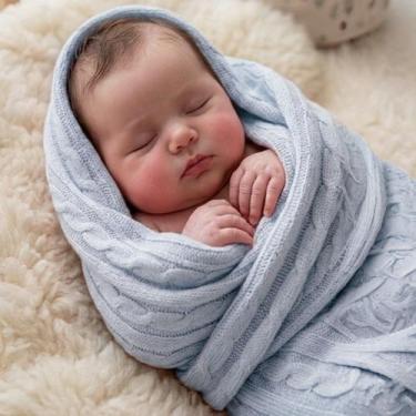 Imagem de Manta de Tricot para Bebê Menino Menina Quentinha Frio Inverno 01 Peça