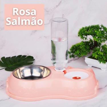 Imagem de Comedouro E Bebedouro Automático Para Cães Gatos Pet Filhotes cor:Rosa