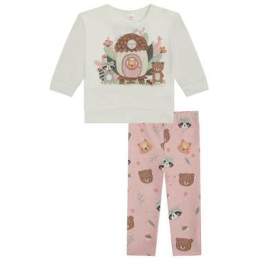 Imagem de Roupa Infantil Blusa Manga Longa Calça Legging Molecotton Conjunto Fem