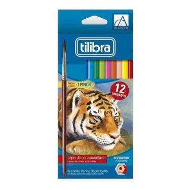 Imagem de Lápis De Cor Tilibra 12 Cores Aquarelável + Pincel