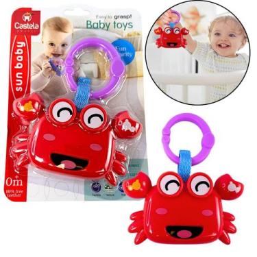 Imagem de Chocalho Infantil Animal Caranguejo Mordedor Bebe Livre BPA Castela - 